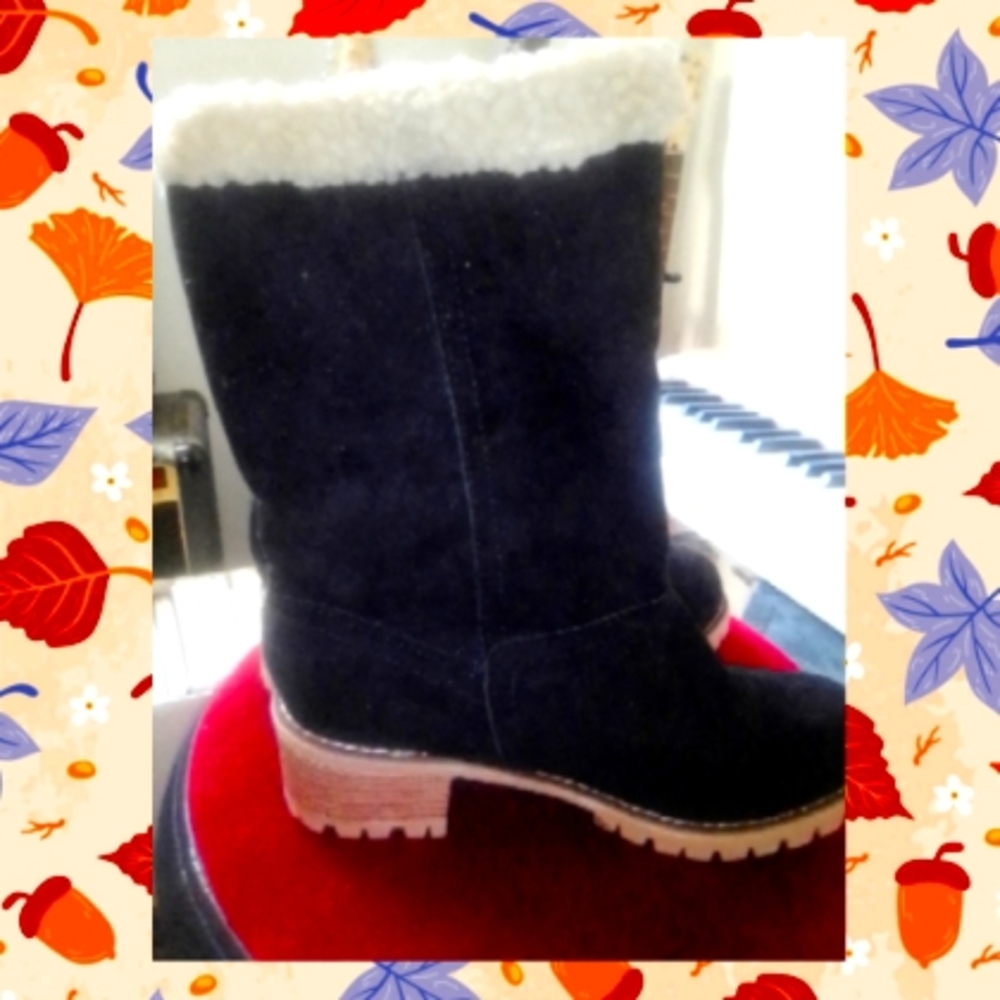 🌟Black winter boots with warm lining size 9